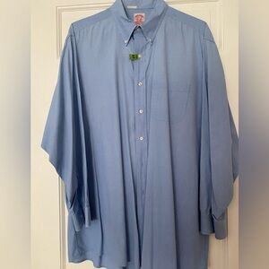 Brooks Brothers Blue And White Fine Stripe Button Down Cotton Shirt Size 17.5-4
